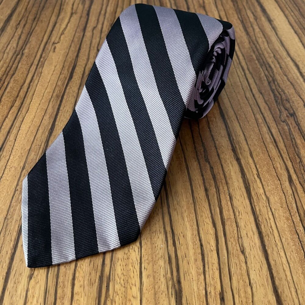 Vintage Robert Talbott Sims Ltd 100% Silk Handmade Tie Stripe Lavender / Black